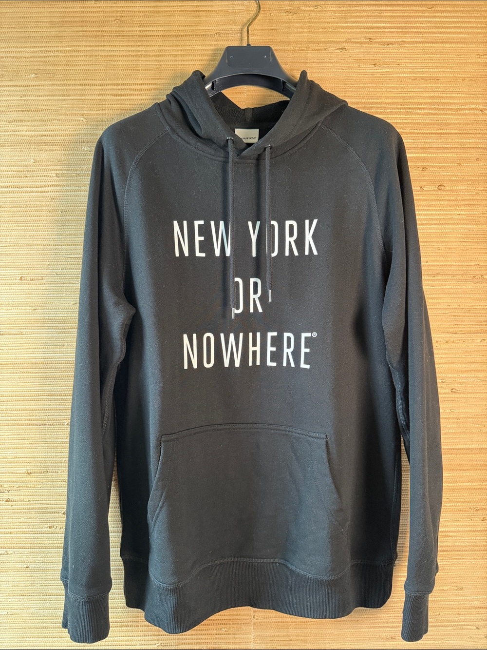 Black Graphic Pullover Hoodie with 'New York or Nowhere' Print
